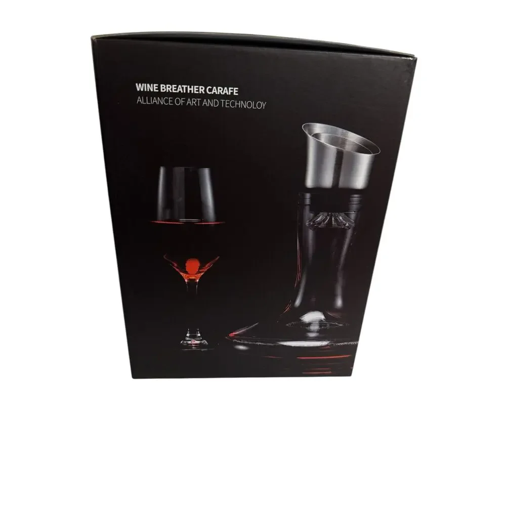 Jiaran Wine Breather Carafe Aerator Decanter Glass Stainless Steel Pour Spout